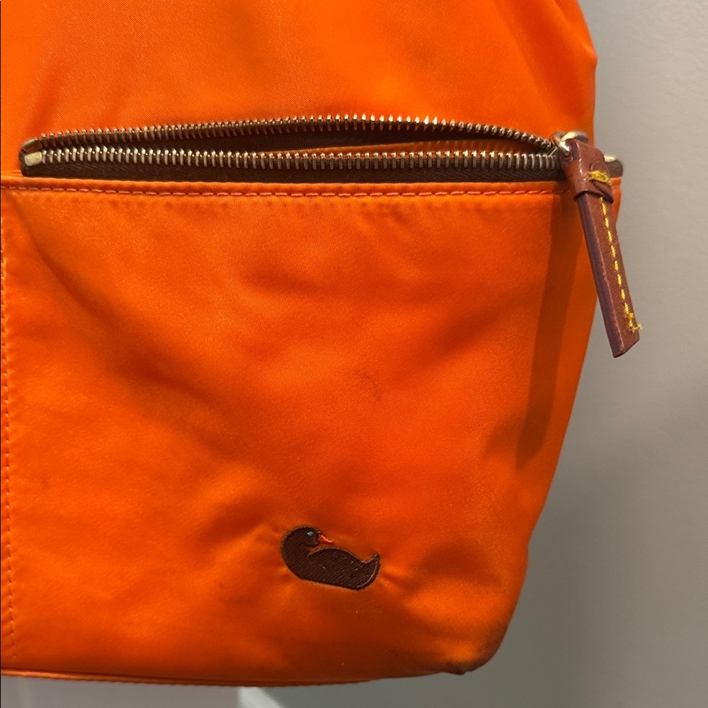 Dooney & Bourke Vibrant Orange Tote with Brown Handles - Picture 2 of 8